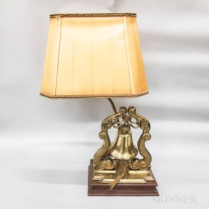 Brass Dolphin-form Lamp