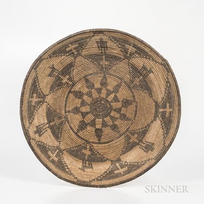 Large Southwest Pictorial Basketry Tray