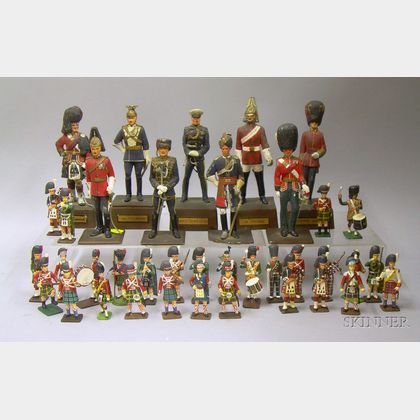 Two Sets of Hand-painted Cast Metal and Composition Toy Soldier Figures