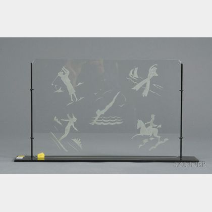 Sports-theme Etched Colorless Glass Plaque