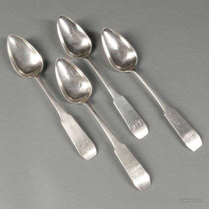 Four American Coin Silver Place Spoons