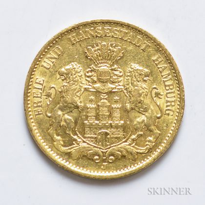 1899-J German 20 Mark Gold Coin, KM618.