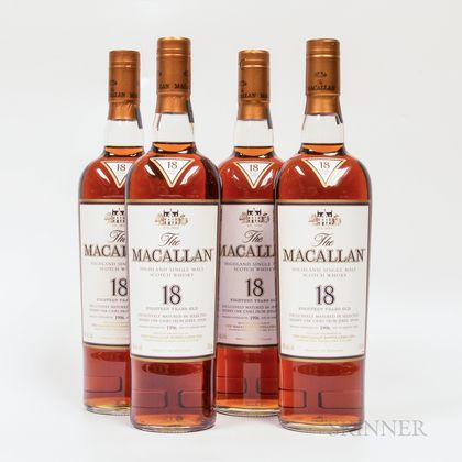Macallan 18 Years Old, 4 750ml bottles (oc) Spirits cannot be shipped. Please see http://bit.ly/sk-spirits for more info. 