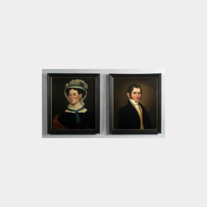 Attributed to Milton W. Hopkins (New York State and Connecticut, 1789-1844) A Pair of Portraits