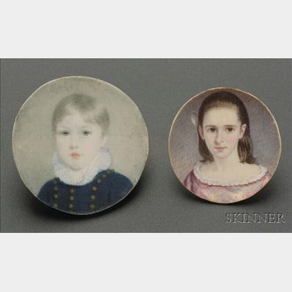 Two Portrait Miniatures of a Girl and a Boy