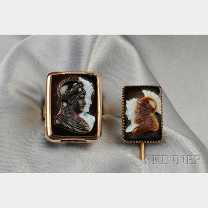 Two Hardstone Double Cameo Jewelry Items