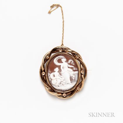 Antique Gold-filled Cameo Brooch