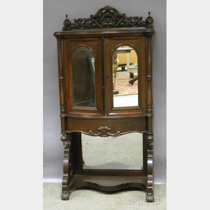 Late Victorian Rosewood Veneer and Mirrored Glass Two-door Music Cabinet