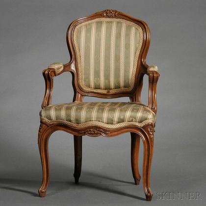 Louis XV-style Upholstered Walnut Child's Fauteuil