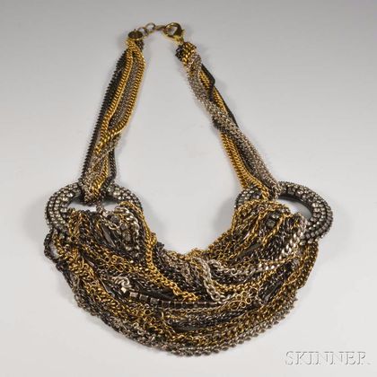 Erickson Beamon Multi-strand Chain and Rhinestone Necklace