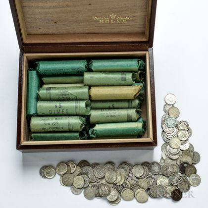 Approximately 1800 Barber, Mercury, and Roosevelt Dimes. Estimate $1,500-2,000