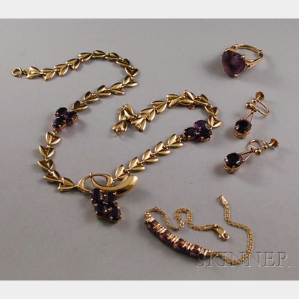 Small Group of 14kt Gold and Amethyst Jewelry