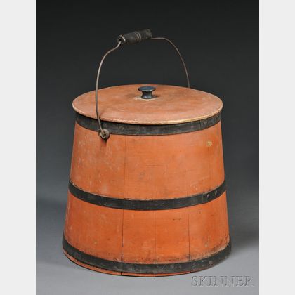 Red-painted Lidded Pail