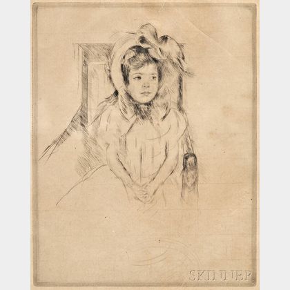 Mary Cassatt (American, 1843-1926) Margot Wearing a Large Bonnet, Seated in an Armchair