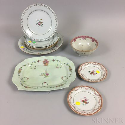 Ten Chinese Export Porcelain Tableware Items