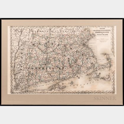 Map Colton's Massachusetts Connecticut and Rhode Island .