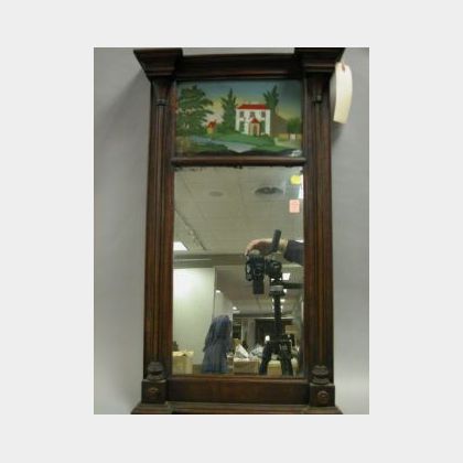 Federal Mahogany and Reverse-Painted Tabernacle Mirror. 