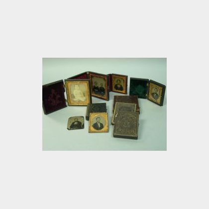 Ten Early Portrait Ambrotypes, Daguerreotypes and Tintypes with Cases. 