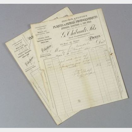 Two Invoices from Antoine Lumiere et Ses Fils