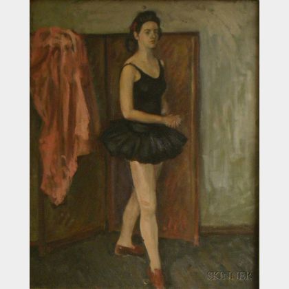 Framed 20th Century American School Oil on Panel Portrait of a Ballerina
