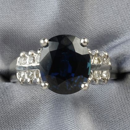 14kt White Gold, Sapphire, and Diamond Ring