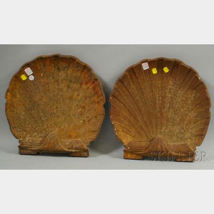 Pair of Cast Iron Scallop Shell-form Ornaments