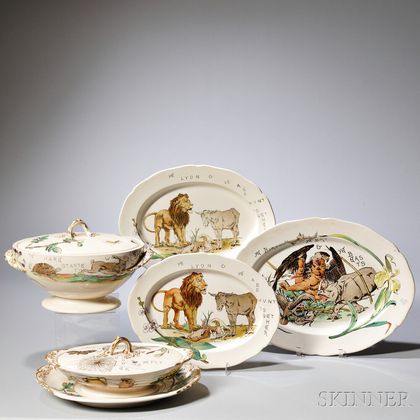 Six Pieces of Copeland Earthenware "Aesop's Fables,"