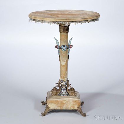 French Onyx and Champlevé Pedestal