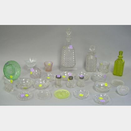 Approximately Twenty-six Pieces of Pressed Glass Tableware. 