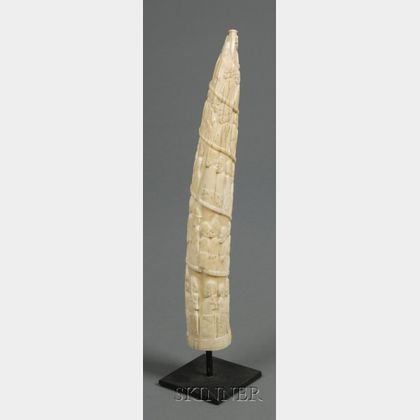 African Carved Ivory Tusk