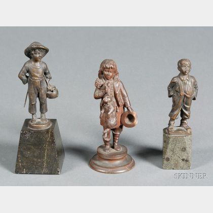 Three Continental Miniature Bronze Figures