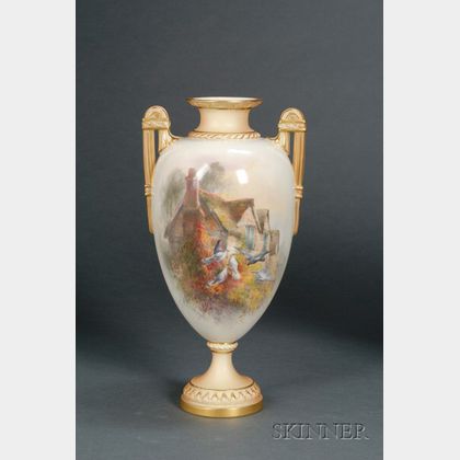Royal Worcester Porcelain Handpainted Vase
