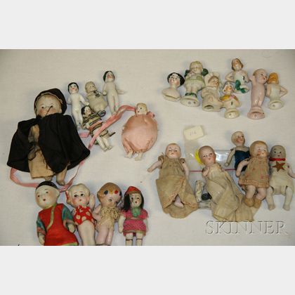 Group of Miniature All-Bisque Dolls and Half Dolls