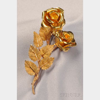18kt Gold Rose Brooch, M. Buccellati