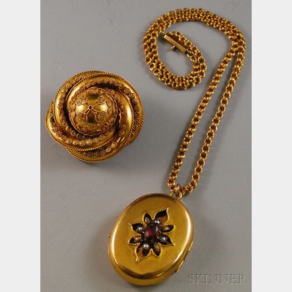 Two Antique Gold Jewelry Items