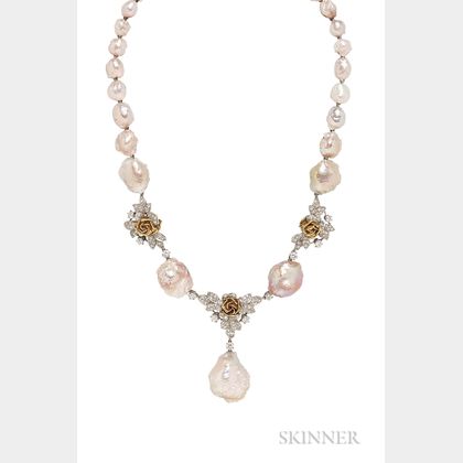 Pearl and Diamond Necklace and Bracelet, Wedderien