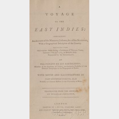 (East Indies, Travel),Paulinus a Sancto Bartholomaeo (1748-1806)