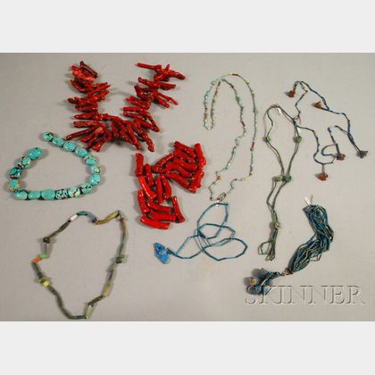 Two Large Coral and Turquoise Necklaces