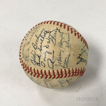Late 1930s or Early 1940s New York Yankees Team Signed Baseball. Estimate $300-500