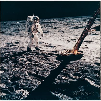 Apollo 11, Astronaut Edwin E. Aldrin Jr. Walks on the Surface of the Moon Near the Leg of the Lunar Module (NASA AS11-40-5902),J... 