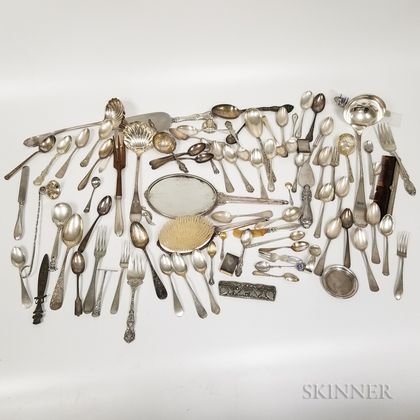 Large Group of Sterling Silver Flatware and Vanity Items