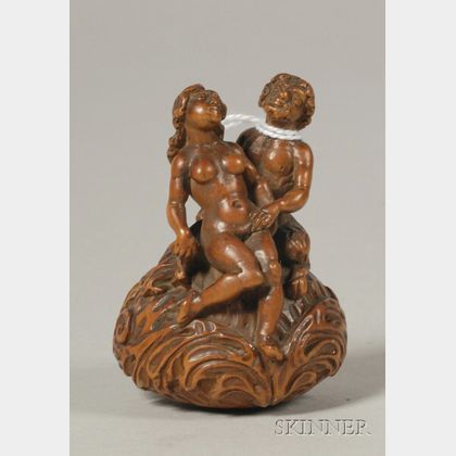 17th Century Boxwood Carving of Pan and a Nymph