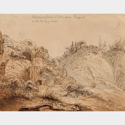 Attributed to Thomas Sandby (British, 1721-1798) Remains of Cicero's Villa near Pozzuoli, on the Gulf of Baia