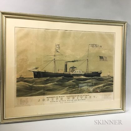 Framed Endicott & Co. Lithograph of the Steamship Joseph Whitney 