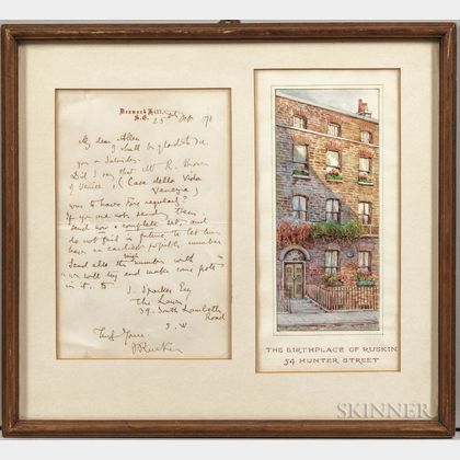 Ruskin, John (1819-1900) Autograph Letter Signed, 25 October [1871].