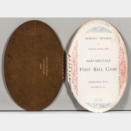 Memento Program and Official Score Card, Harvard-Yale Foot Ball Game, Springfield, Mass, November 25, 1893.