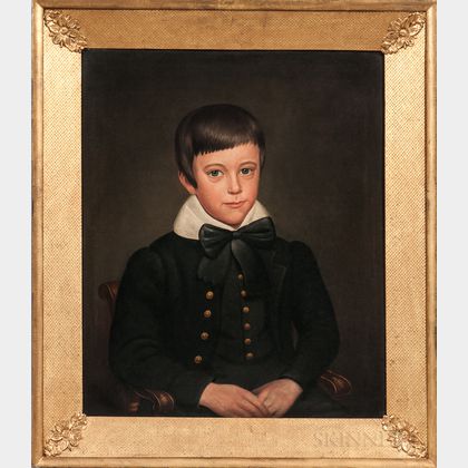 Deacon Robert Peckham (Massachusetts, 1785-1877) Portrait of a Young Blue-eyed Boy