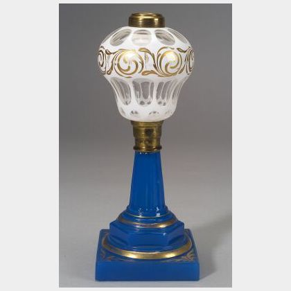 Cut Overlay Glass and Brass Fluid Lamp