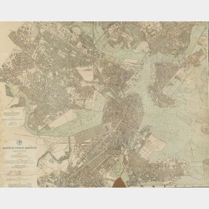 Framed Map of Boston Inner Harbor