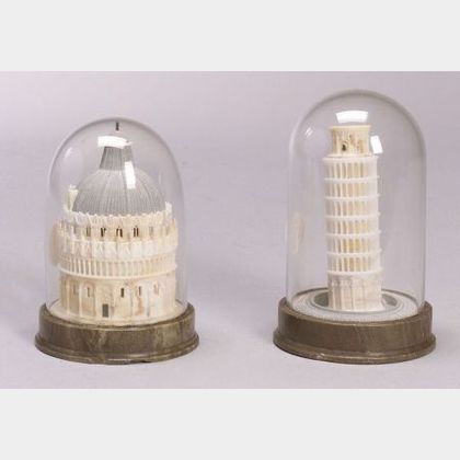 Two Alabaster "Grand Tour" Miniature Architectural Models
